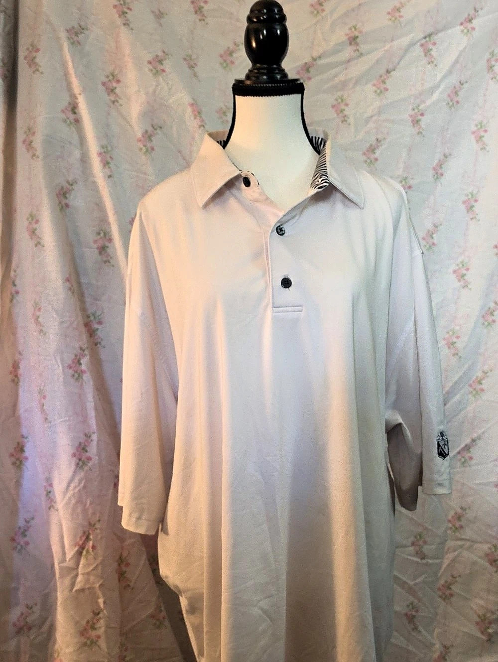 FJ Men's White & Blue Striped Polo Like New